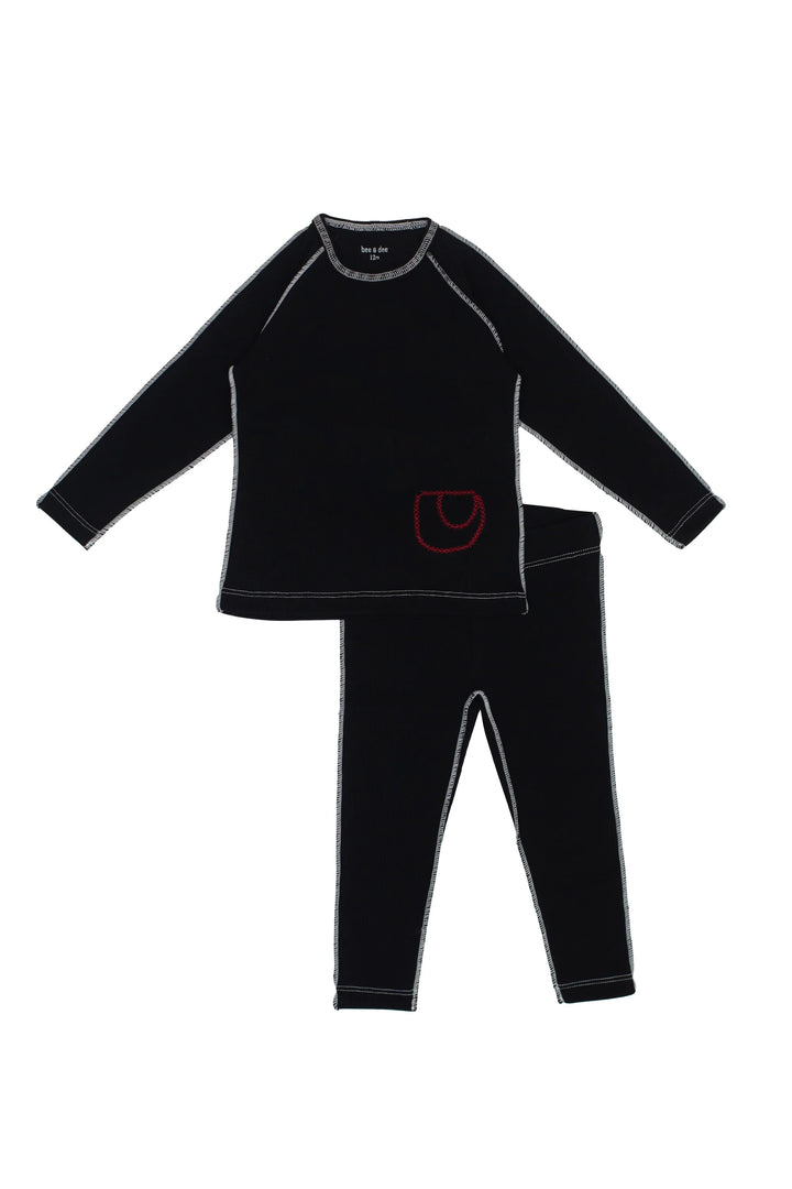 Bee & Dee Black Contrast Ribbed Loungewear