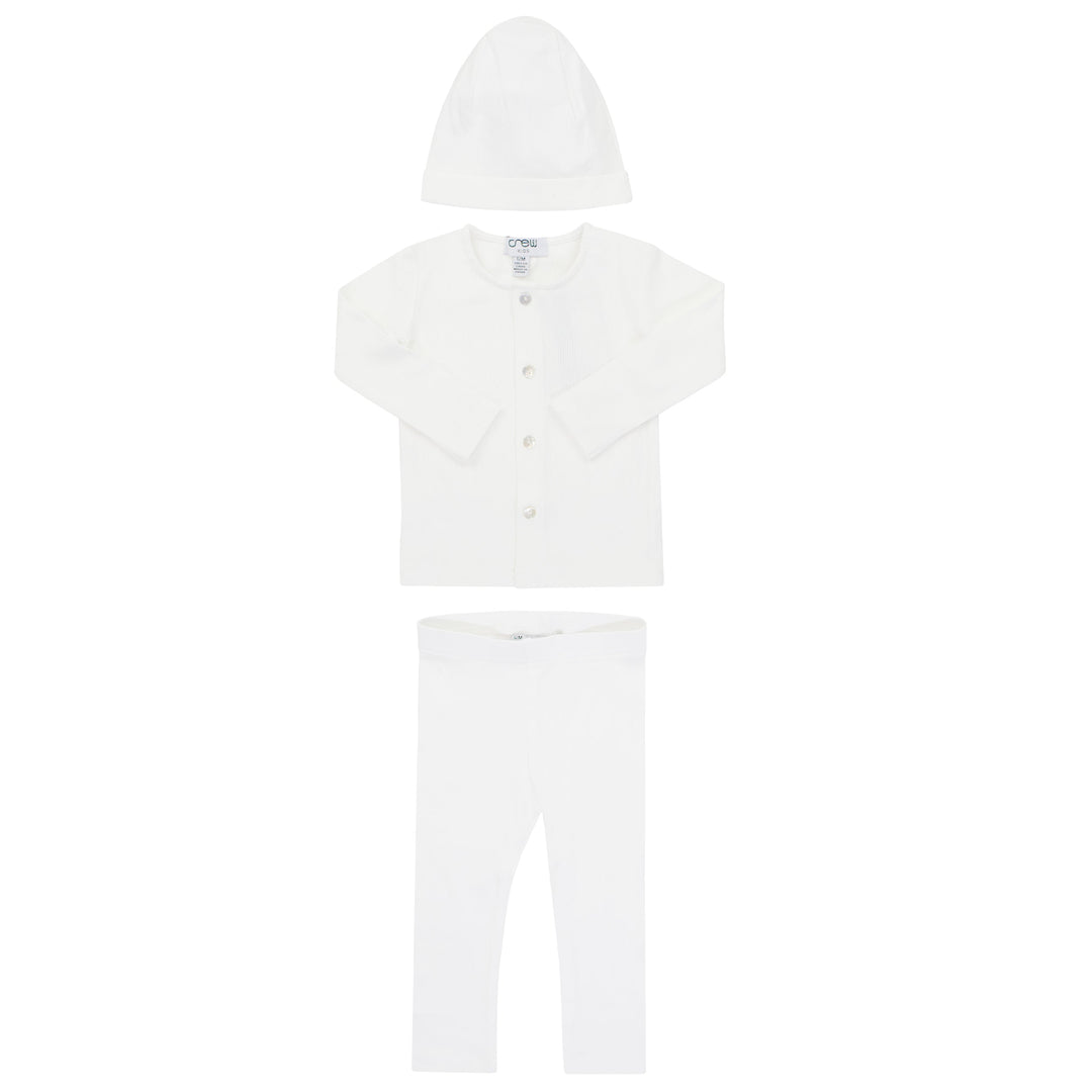 Crew Kids White Long 3 Pc Rib Set