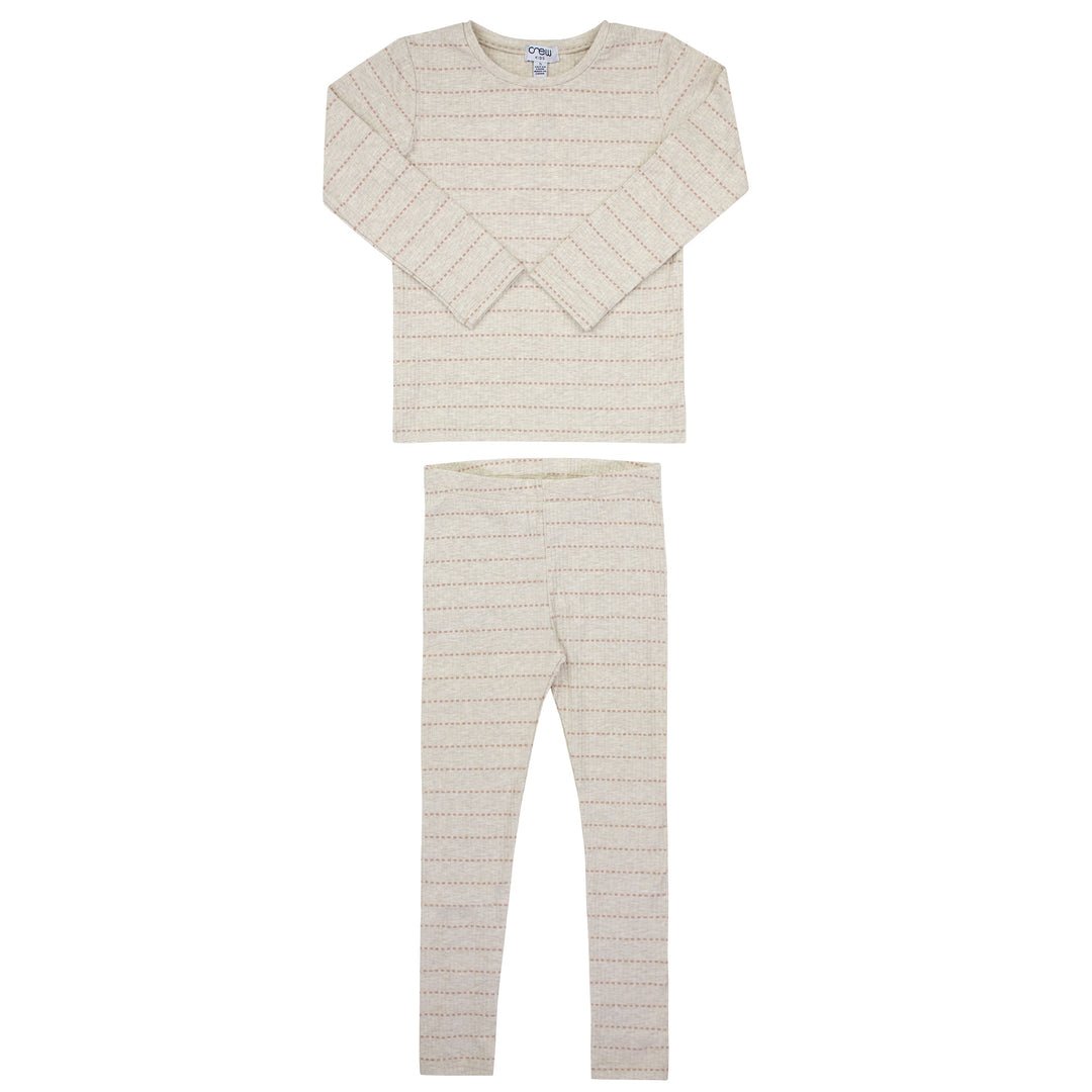 Crew Kids Pink Stripe Ribbed Lounge Set
