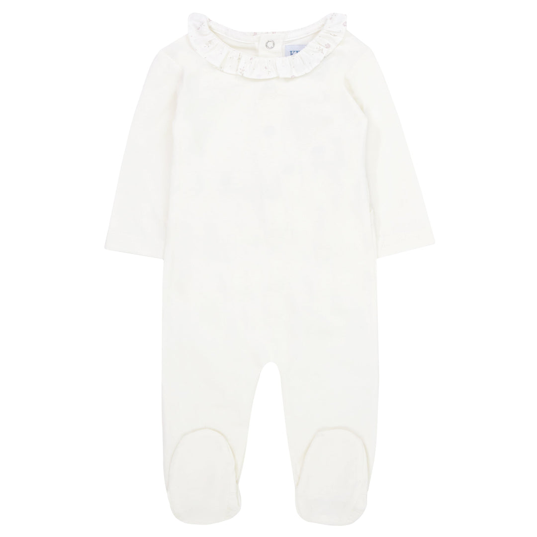 Kipp Baby White Bud Ruffle Footie