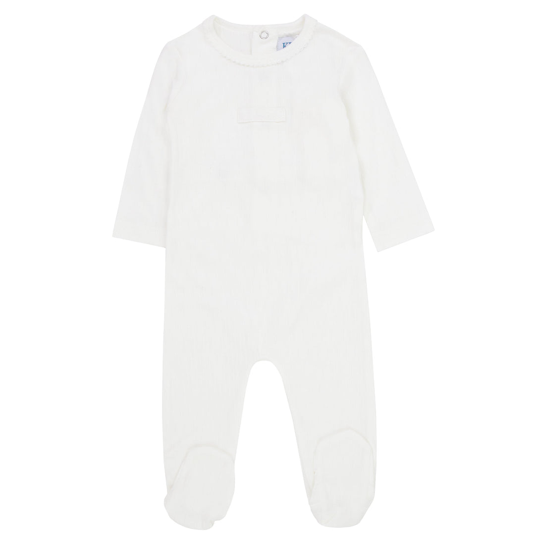 Kipp Baby White Twill Tape Footie