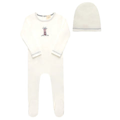 Ely's & Co Cotton Crossstitch Lighthouse Collection Footie and Beanie Soft Cotton Baby Outfit Lighthouse Embroidery