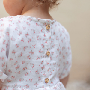 Cotton Little Things Short Sleeve Floral Dress with Bow Soft Cotton Girls Dress Floral Print Bow Detail
