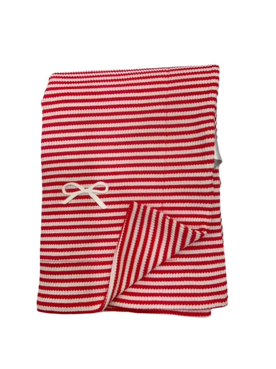 RIB STRIPE BOW BLANKET
