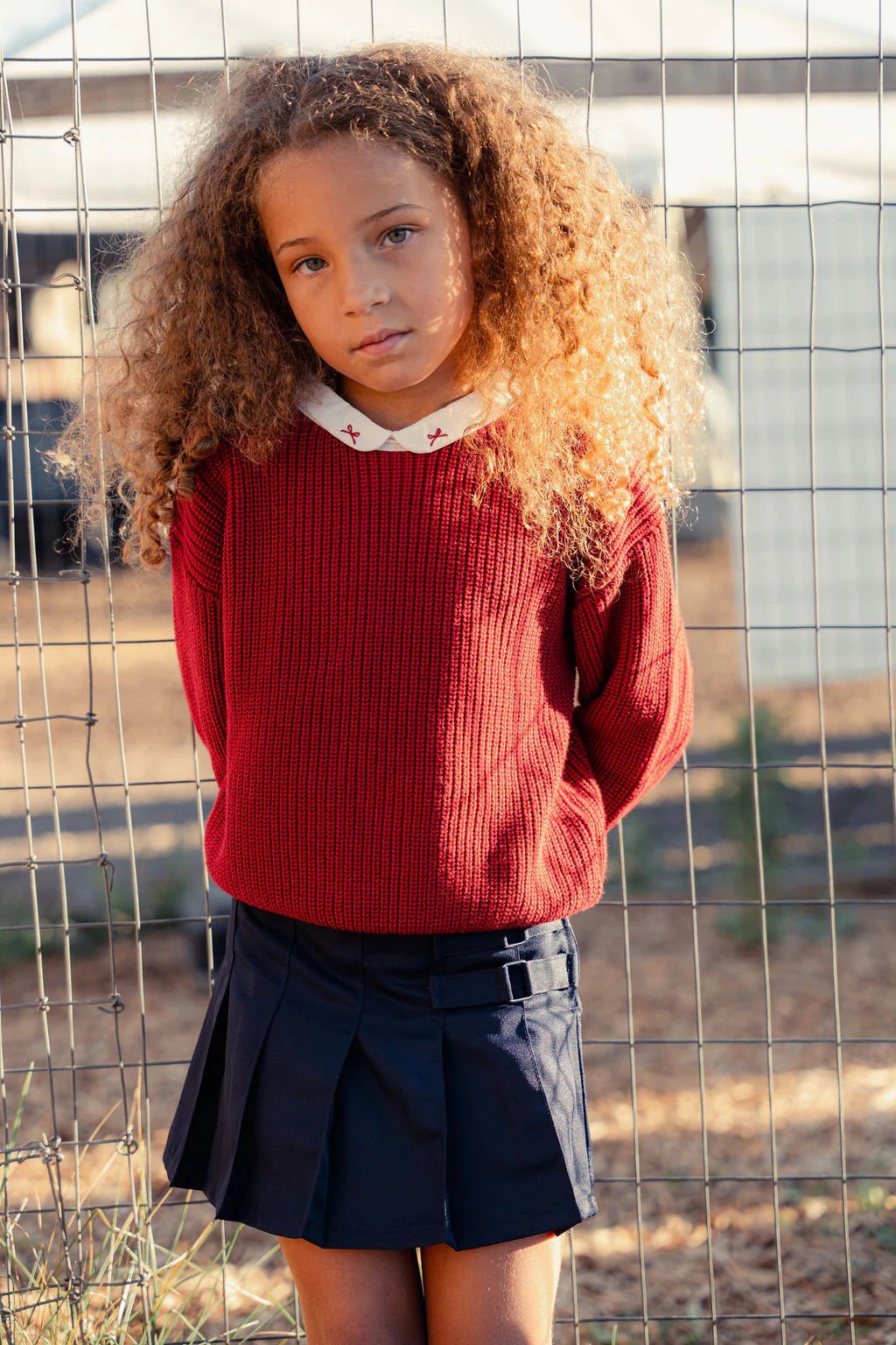 Mini Nod Red Bow Collar Sweater
