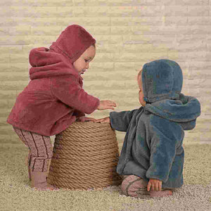 Baby Pink Faux Fur Hooded Jacket + Bonnet - Textured