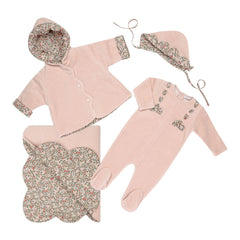 la mascot velour pink floral bonnet