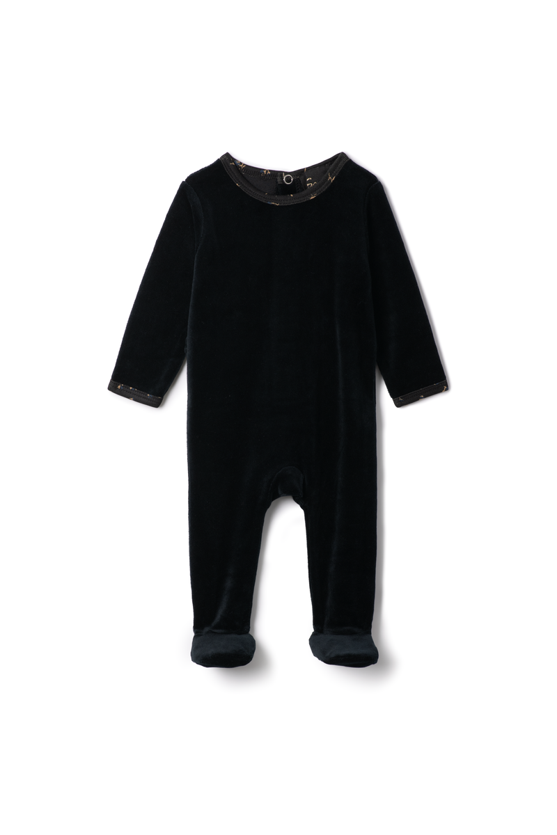 Seal Black Velour Footie