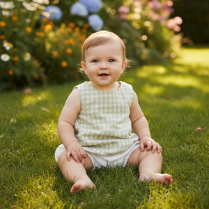 Teddy & Minou Gingham Cotton Gauze 2-Piece Set | European Luxury Babywear
