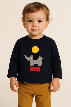 Petit Bateau - Baby Cotton Sweatshirt – Elephant Print