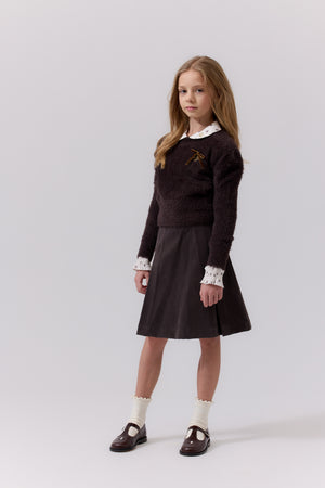 Cottier Poppy Sweater – Moss Green Girls Knit Sweater | Style J200