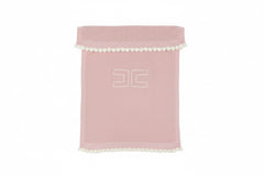 Elisabetta Franchi La Mia Bambina Pink/Ivory English Knit Blanket With Border