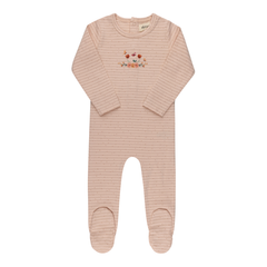 Ely’s & Co Pink Floral Stripe Collection Footie Boutique Newborn Toddler Girl Romantic Print Pajamas