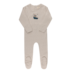 Ely’s & Co Tan Nautical Stripe Collection Footie Boutique Newborn Toddler Neutral Classic Maritime Pajamas