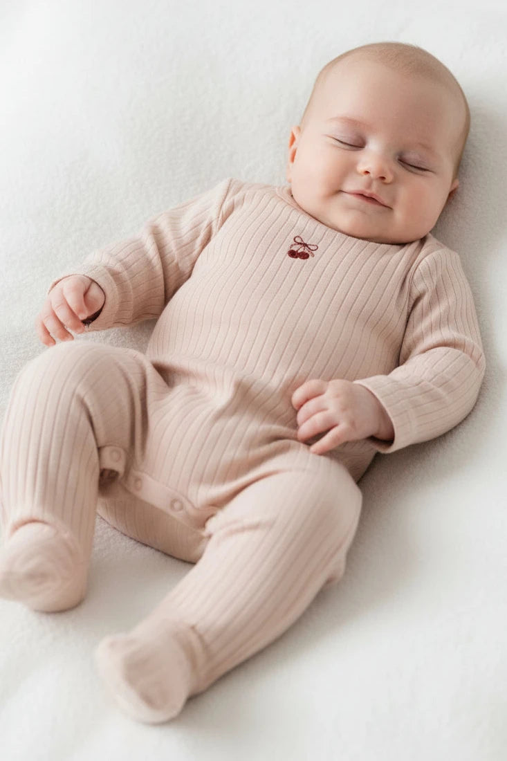 Ely's & Co Pointelle Bow Print Collection Footie and Beanie Soft Cotton Baby Outfit Bow Print Design