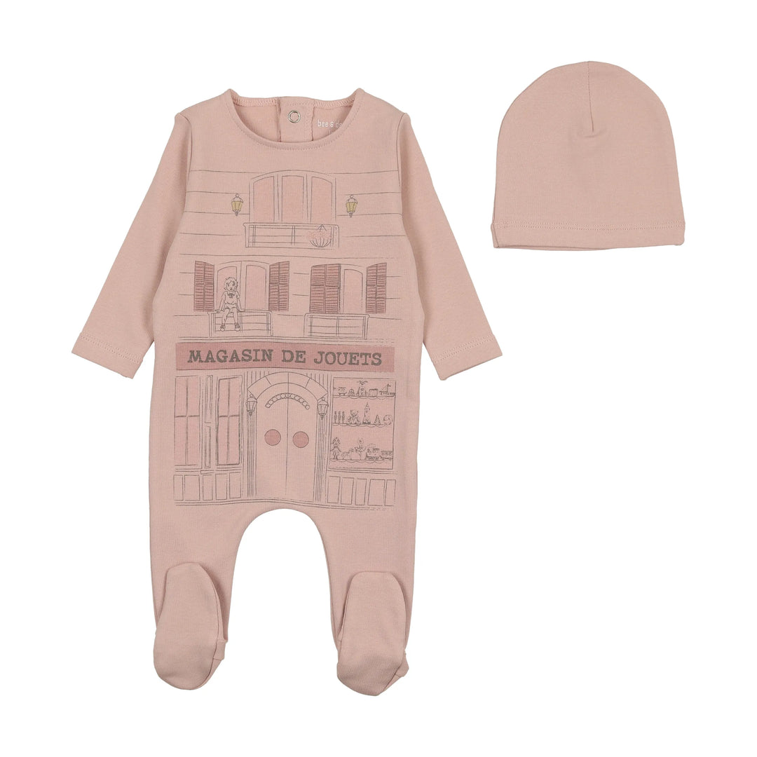 Bee & Dee Creme Pink Toy Shop Footie + Beanie