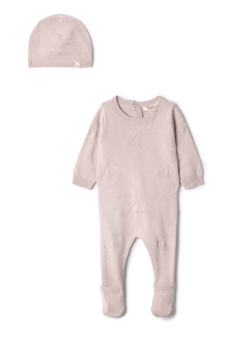 Lola Mauve Knit cherries Footie