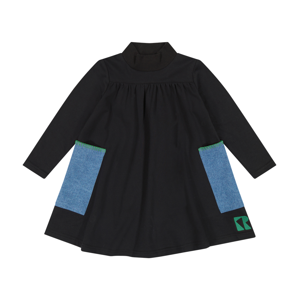 Retro Kid Black/Green Remy Twirl Dress