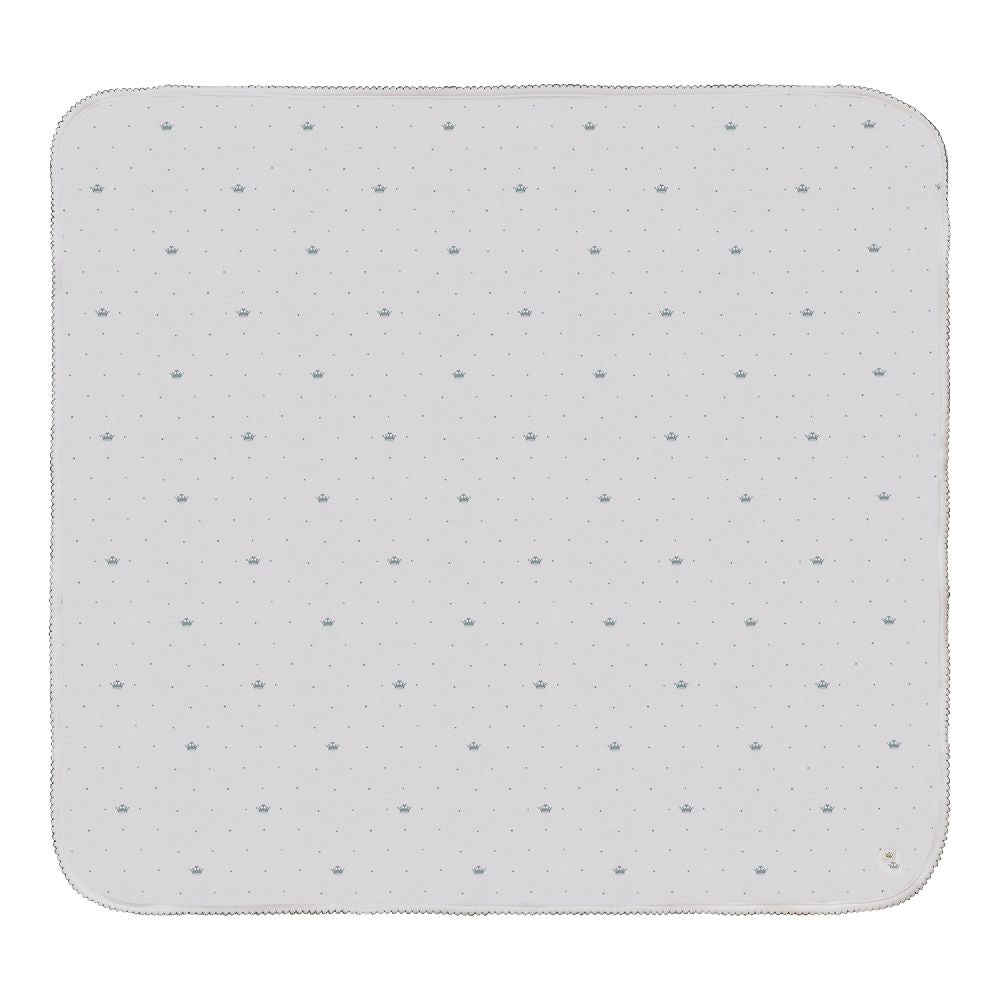 Charlotte & George White Blue Scallop Stitch Blanket