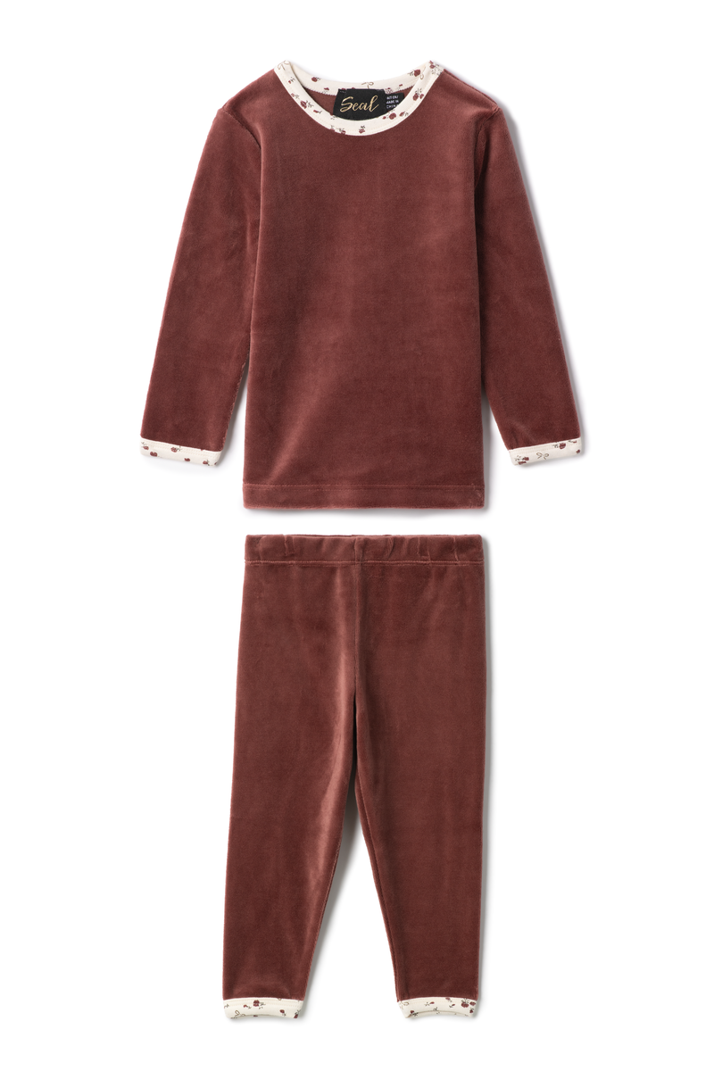Seal Brick Velour Floral Trim PJ