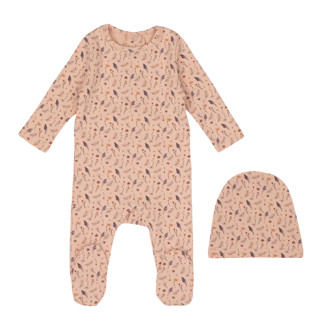Mini Label | Girls' Printed Willow Footie & Hat Set