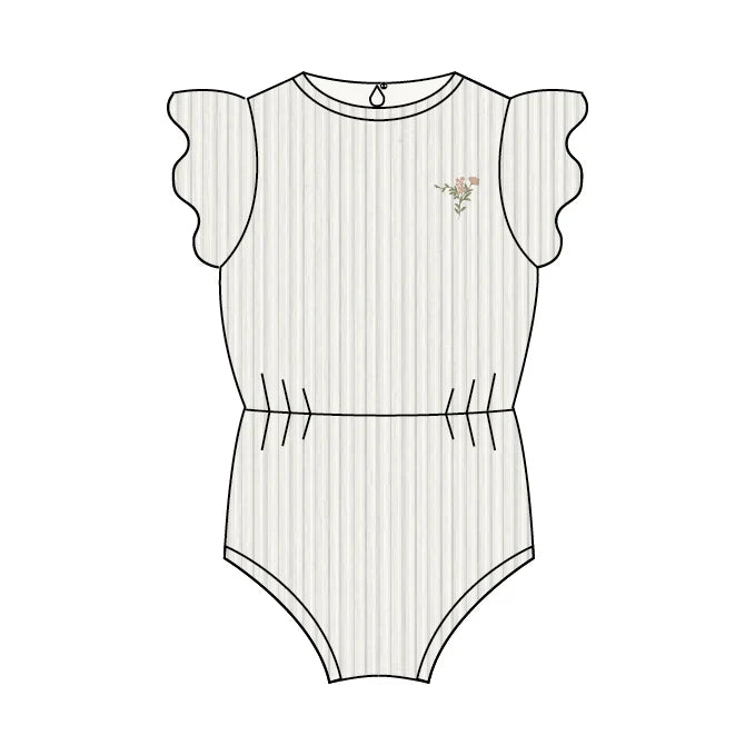 Elys & Co Embroidered Ginkgo Ivory/Blush Romper