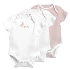 Ely's & Co 3 Pack Short Sleeves Undershirt Pink, Stripes, Butterfly