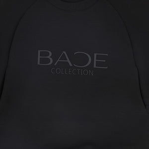 Bace Tonal Printed Sweatshirt – Black Cotton Minimalist Kids Pullover | Everyday Luxury Essential