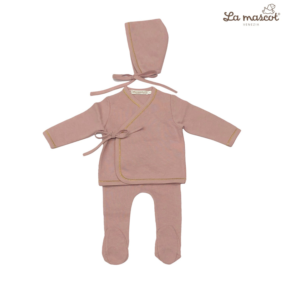 La Mascot Gold Stitched Knit Wrap Layette - Made in Italy
