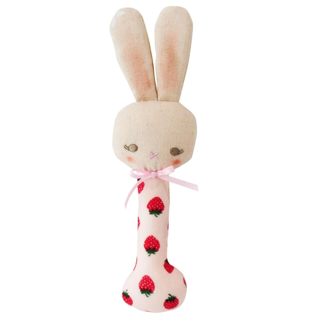 Alimrose Baby Bunny Stick Rattle Strawberry