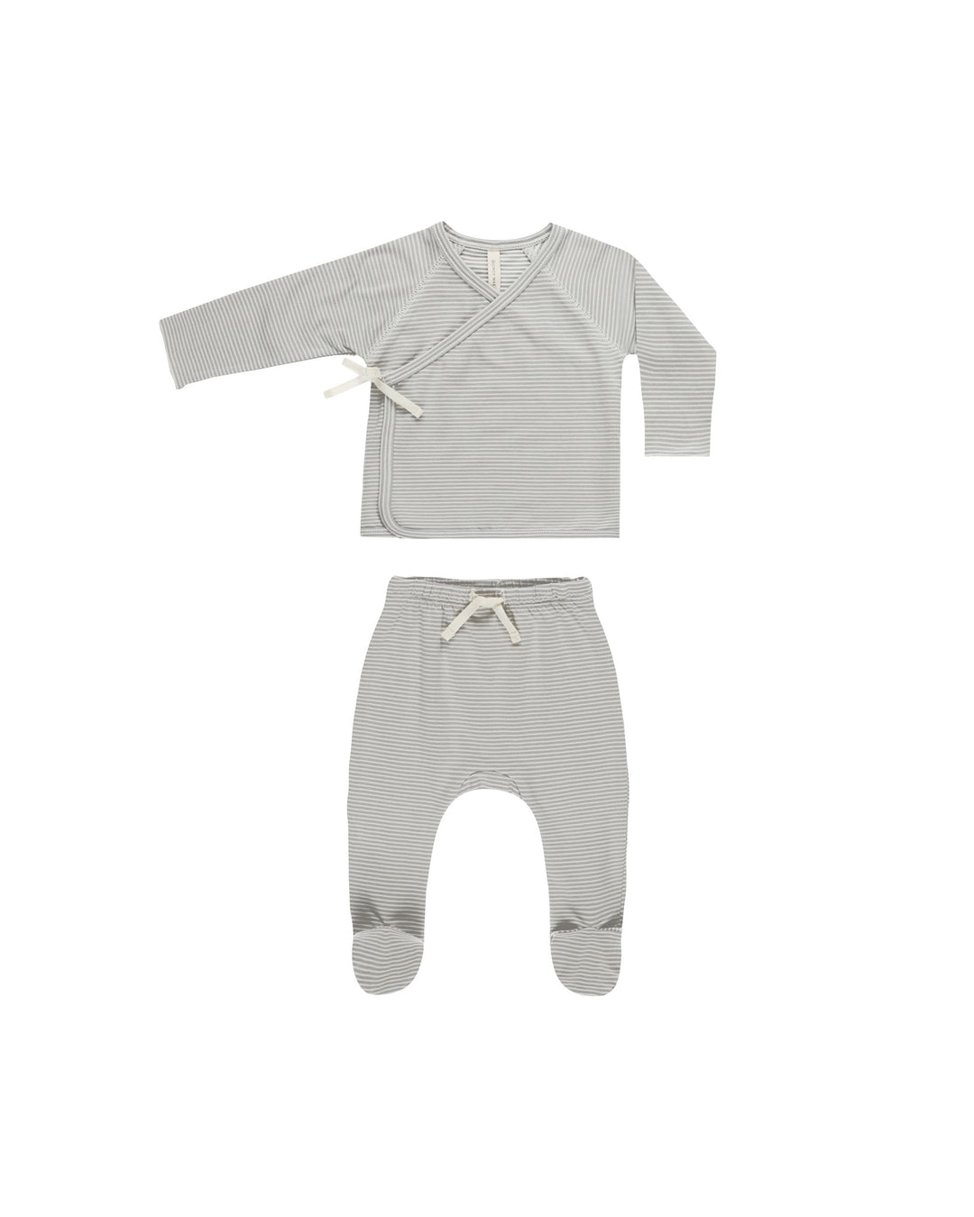 Quincy Mae Blue Micro Stripe Wrap Set + Hat