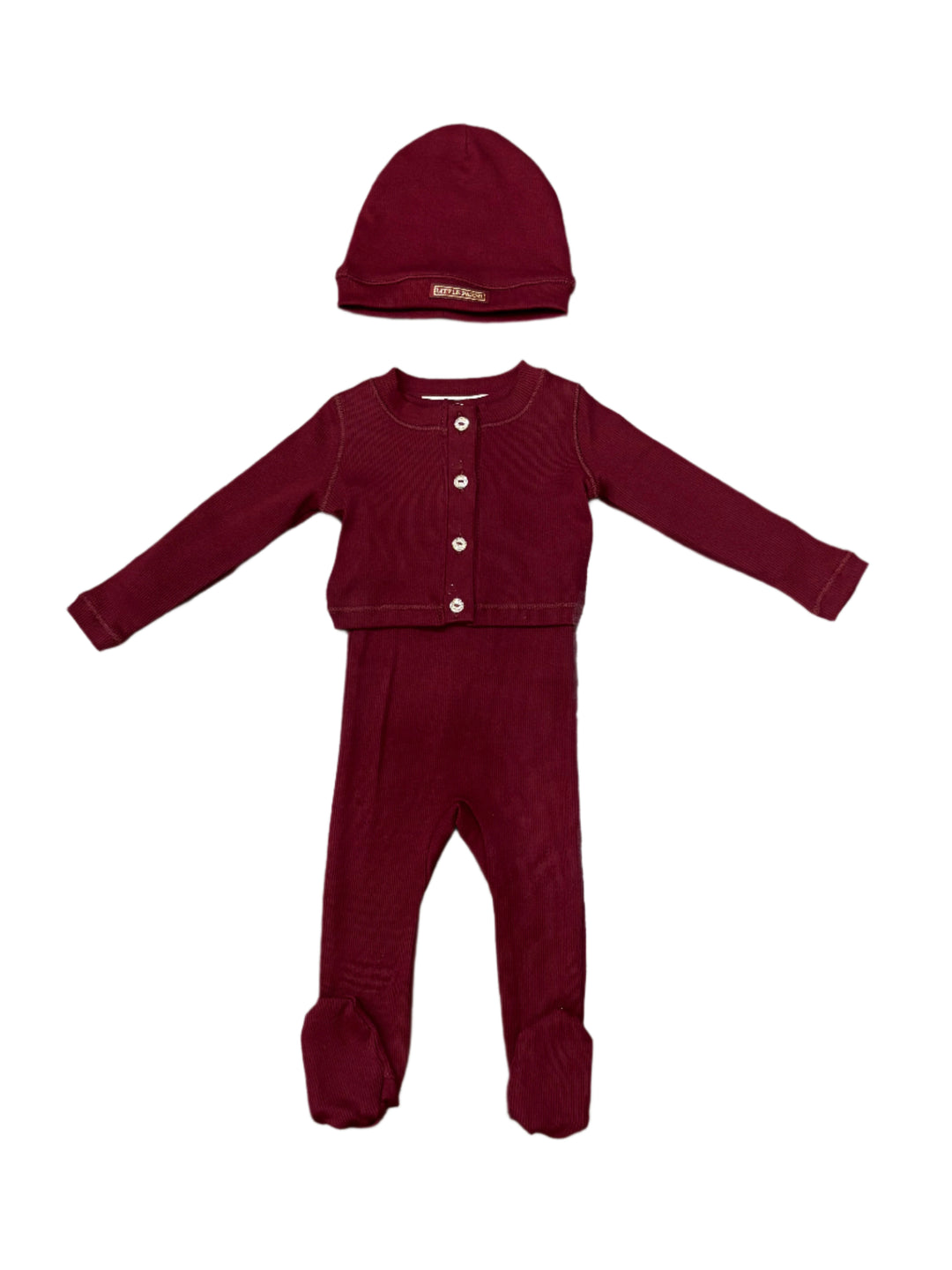 Parni Burgundy Baby Rhinestone Set + Beanie