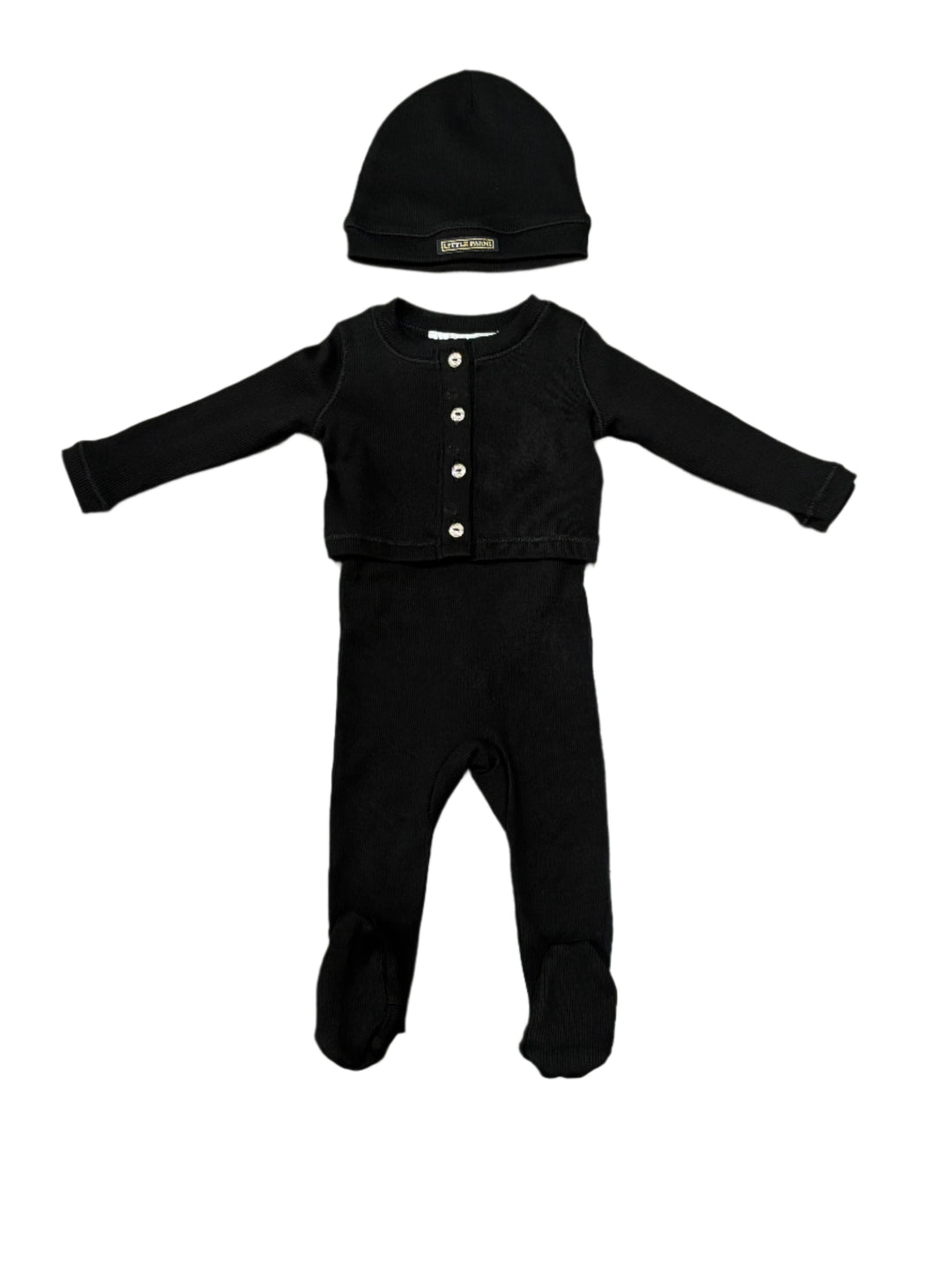 Parni Black Baby Rhinestone Set + Beanie
