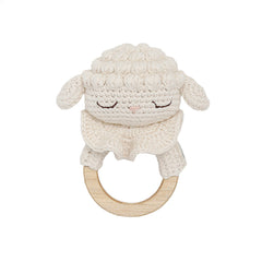 Lamb Teething Ring & Rattle – Organic Cotton Baby Toy