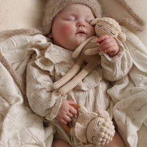 Lamb Teething Ring & Rattle – Organic Cotton Baby Toy