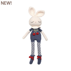 Indigo Blue Crochet Cherry Blossom Bunny Organic Cotton