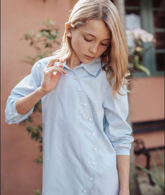 Mini Nod Soft Blue Rounded Button Dress