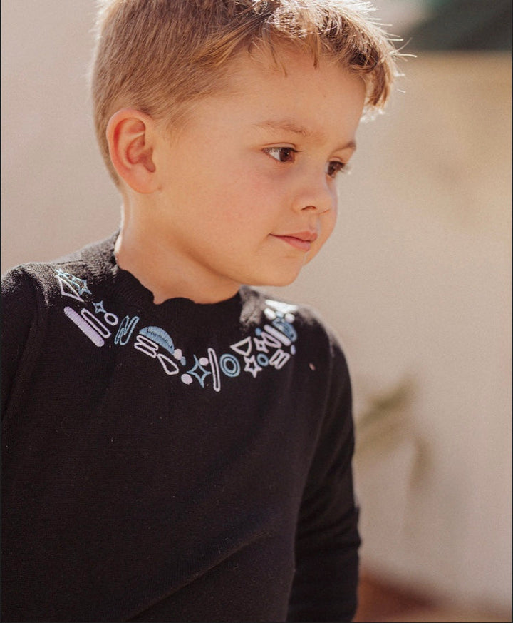 Mini Nod Black/Red Embroidered Cardigan