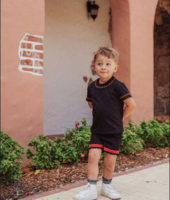 Mini Nod Black/Red Ribbon Shorts