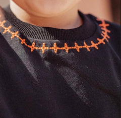 Mini Nod - Black/Red Stitching Embroidered T-Shirt