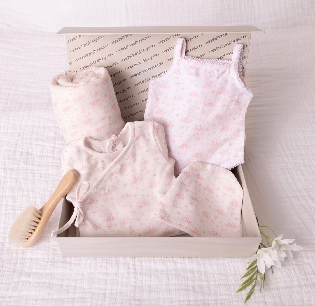 Mini Label Girls Pink Farmhouse Print Gift Set
