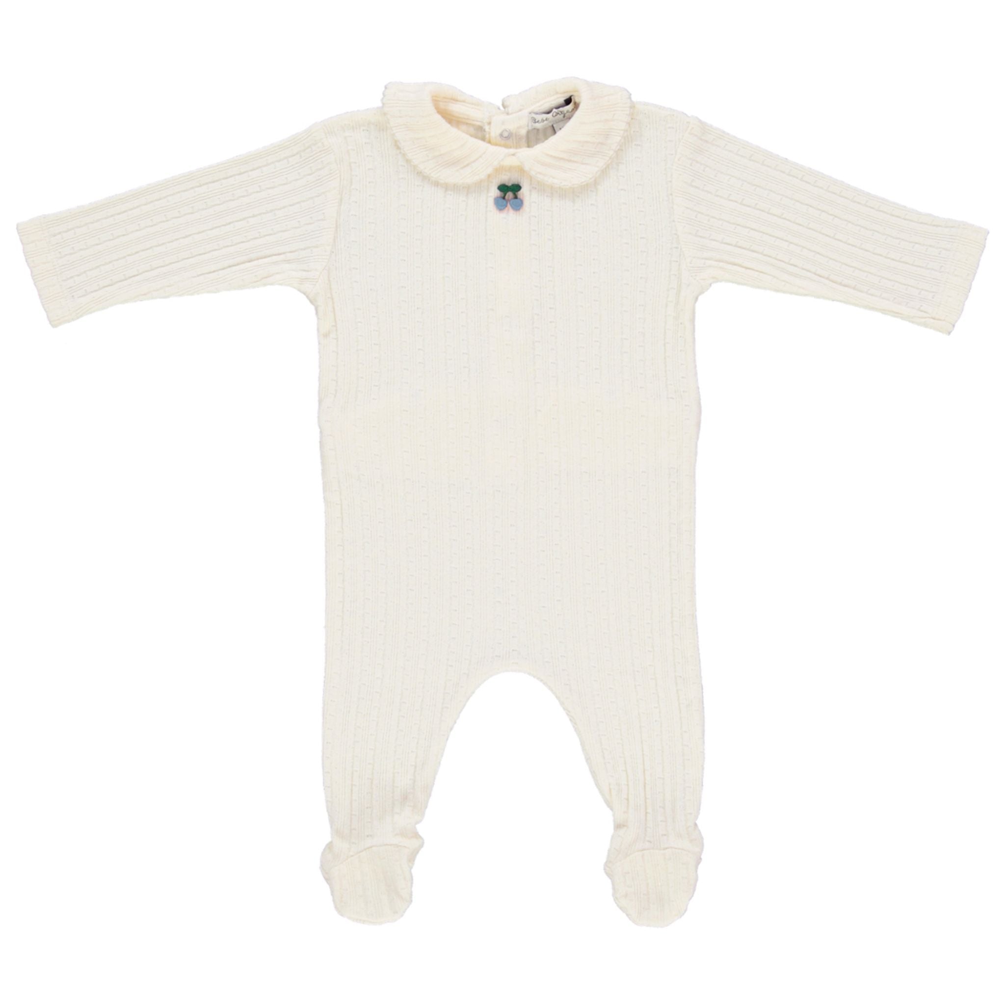 Bebe Organic Collar Footie Cherry Pointelle