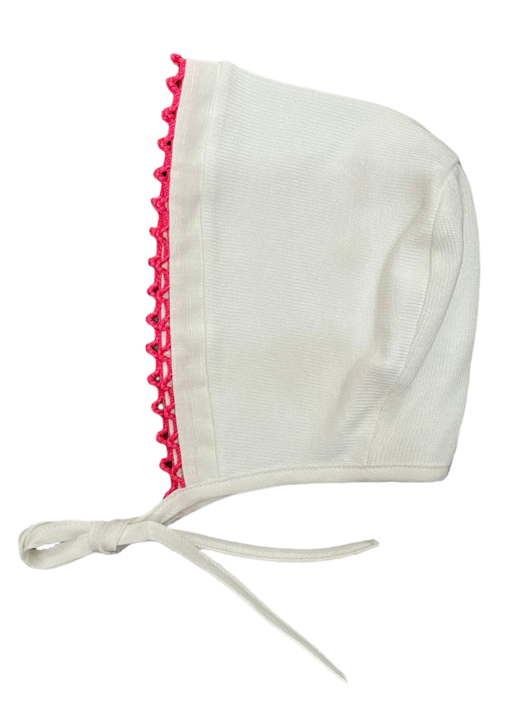 La Mascot White/Fuschia Trim Linen Bonnet