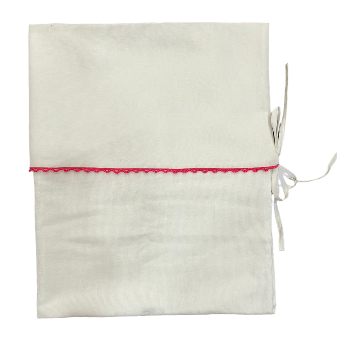 La Mascot White/Fuschia Trim Linen Blanket