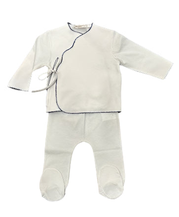 La Mascot White/Blue Picot Trim Wrap Set