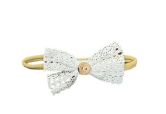 Crochet Lace Bow Stretch Headband