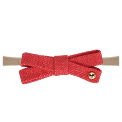 DENIM COLORED EMBROIDERY BABY BOW NYLON HEADBAND