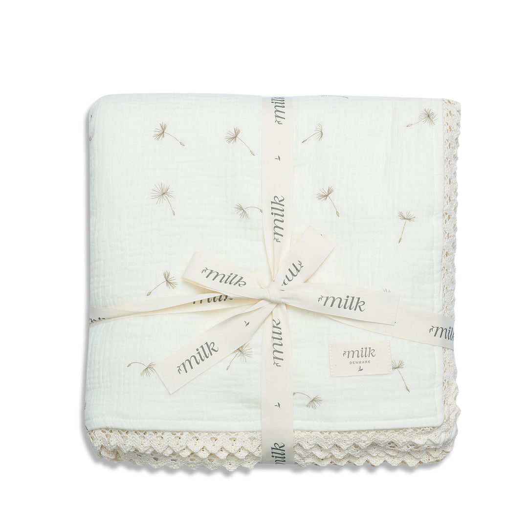 Milk Wildflower Ivory Lace Edge Blanket