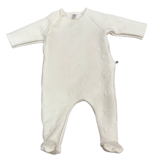 White baby onesie with textured pattern on a transparent background