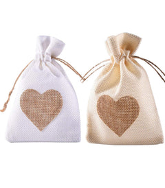 Burlap Heart Pouch Bag